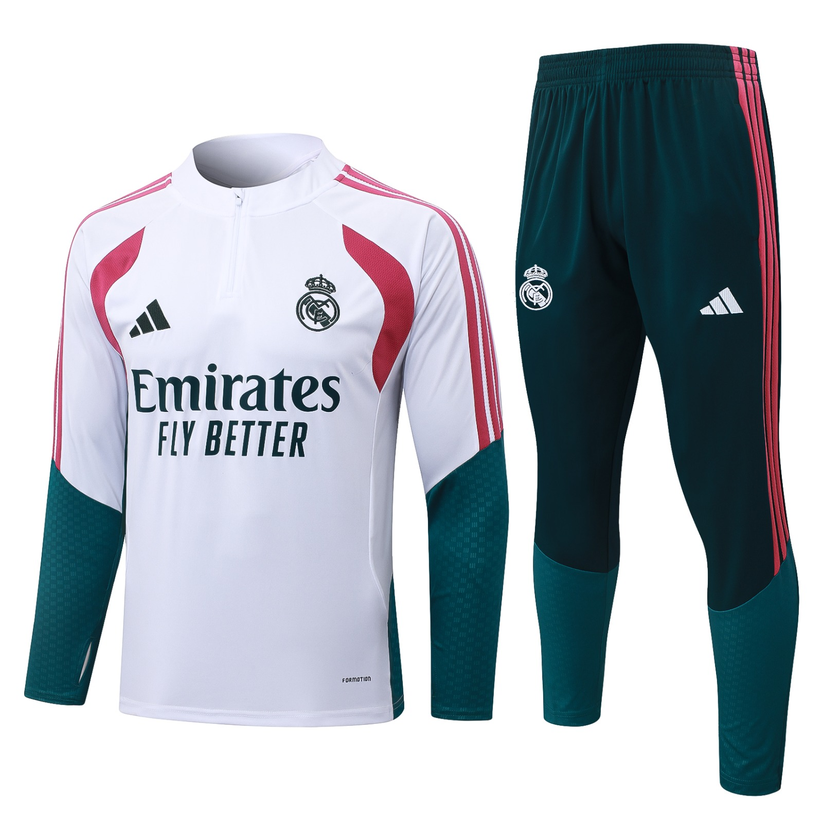 Ensemble survêtement Real Madrid — Blanc, vert et rose