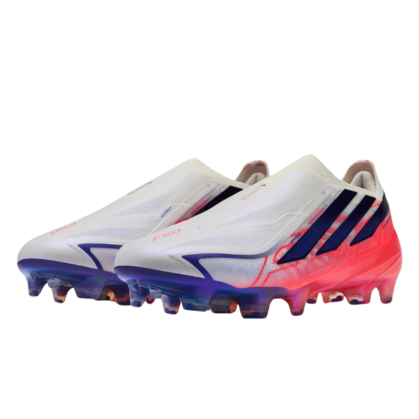 adidas F50 Hyperfast Elite Laceless FG — Cloud White / Solar Purple / Solar Turbo
