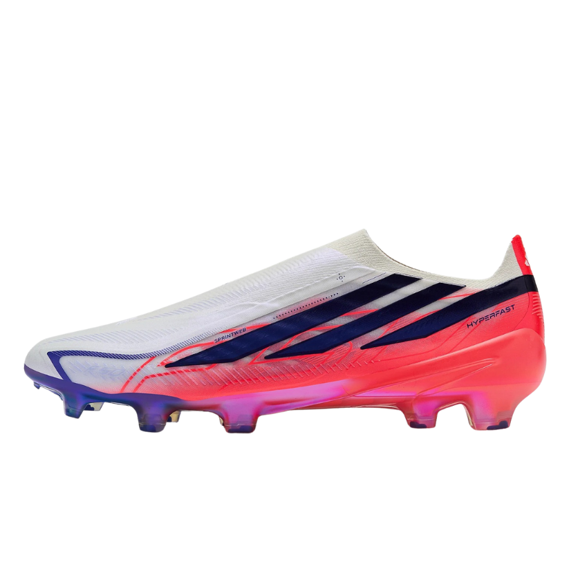 adidas F50 Hyperfast Elite Laceless FG — Cloud White / Solar Purple / Solar Turbo