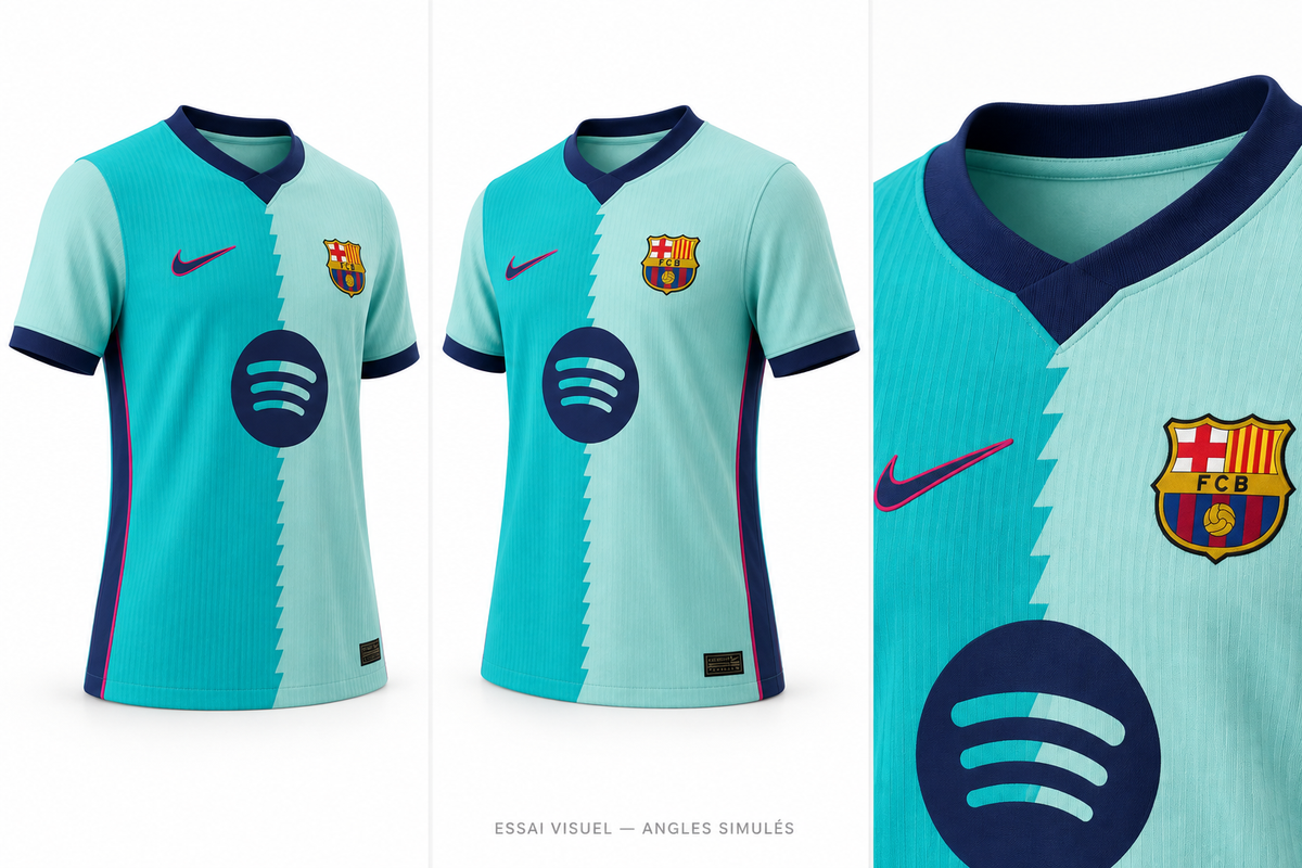 Maillot Third Barcelone 2026/27 — angles simulés et détails